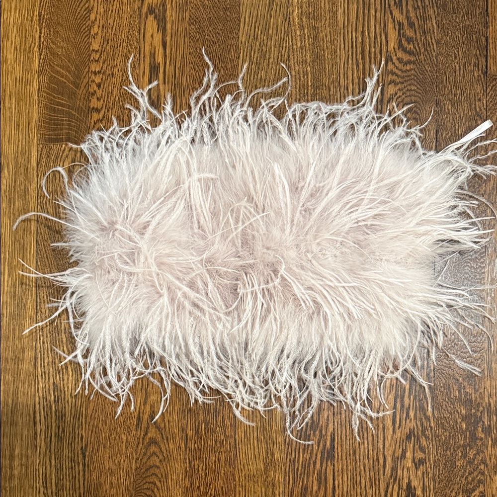 Lamarque Zaina Blush Feathered Off-Shoulder Crop Top - Picture 3 of 6